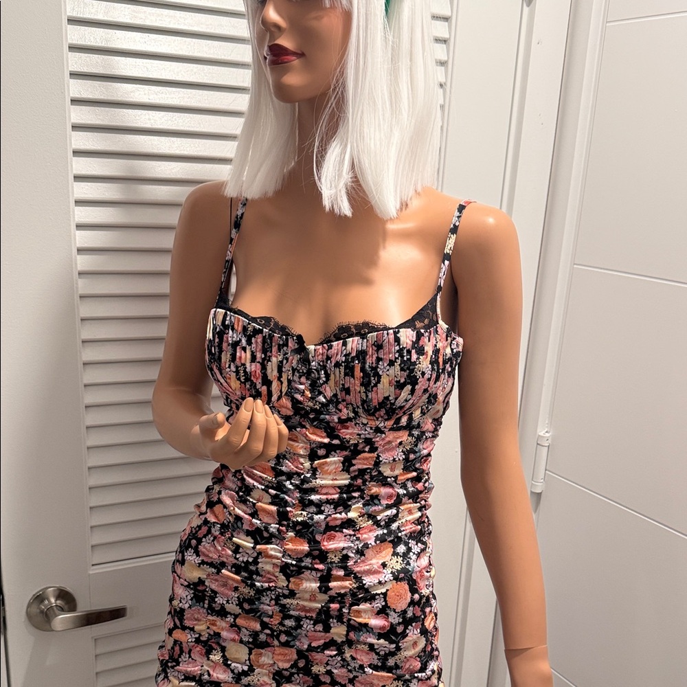 For Love & Lemons Stylish Multicolor Ruched Dress medium - Picture 2 of 10